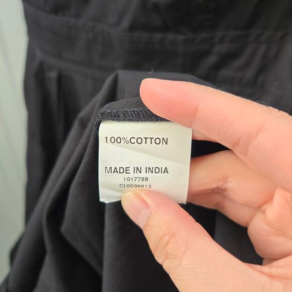 Eshakti Custom Black Sleeveless V-neck Pleated Knee Length Dress - Picture 7 of 8